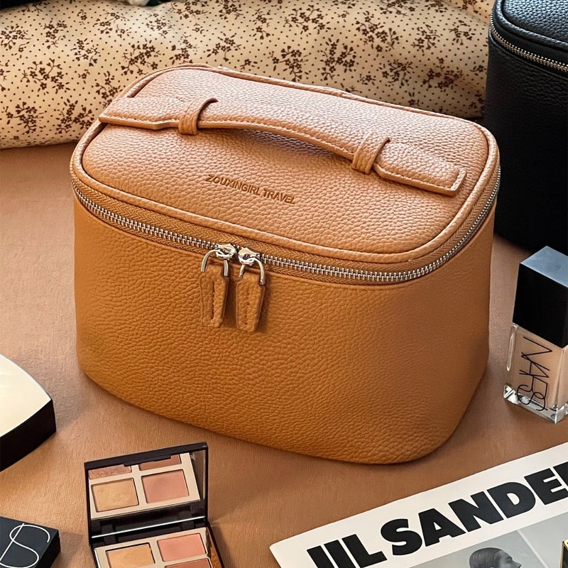 Portable Travel Leather Large-Capacity Cosmetic Case Cosmetics Bag Toiletry Bag Satchel Women'S Cosmetic Bag Style - Image 3